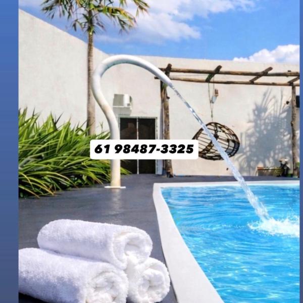 A Casa Piscina Quente até 50 Graus em Caldas Novas Com Sistema de Trocador de Calor e com Sauna e Ofurô Super Quente, Paradisiaca ll Com Roupa de Cama e Banho, Parcelamos em até 12x no Cartão de Crédito Sem Juros Aceitamos Pet