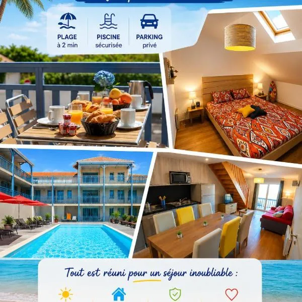 Superbe duplex à Biscarrosse Plage avec piscine, parking privé et océan à pied, hotelli kohteessa Biscarrosse