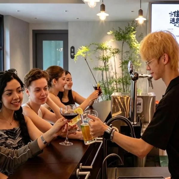 Guangzhou Desti Youth Hostel - Rainbow Bridge Metro Station-24H Reception&English Service& Cafe& Bar& Luggage Storage& Large Public Area, hotel din Guangzhou