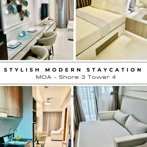 Stylish Modern Staycation-1BR Condo with Pool view near MOA-Shore3 Tower4, hotel di Manila