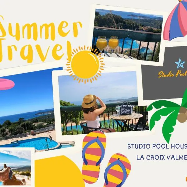 STUDIO POOL HOUSE 2 ETOILES VUE MER PANORAMIQUE AMAZING SEA VIEW WIFI LINGE LINEN INCLUS AIRCONDITIOn, hotell sihtkohas La Croix-Valmer