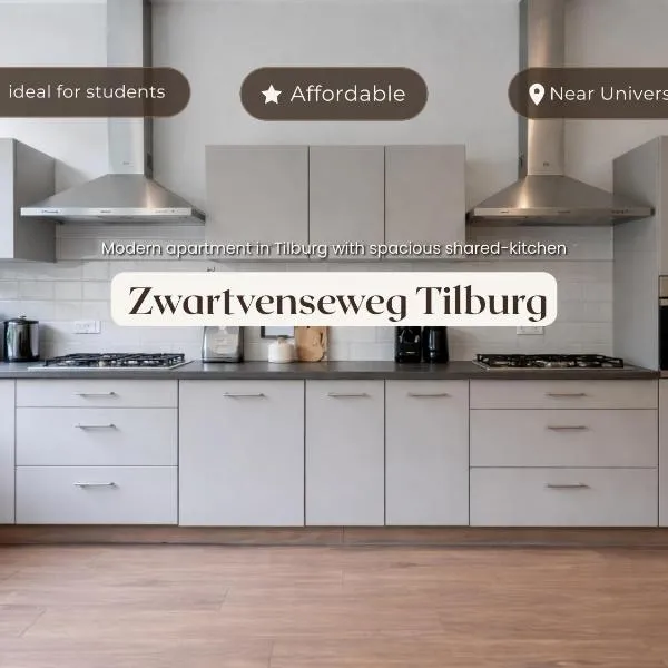 Private room for 2, shared kitchen, flexible bed, hotel in Tilburg