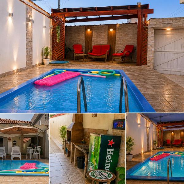 "Excelente Casa Pé na Areia com Opção de Piscina Aquecida Cobrado á Parte, Ampla Área de Lazer, Deck Coberto com Churrasqueira e Cooktop, Cozinha Americana, Ampla Sala de Estar com Lindíssima Lareira, Smart TV 50", WI-FI e o Melhor fica Pertinho da Praia"