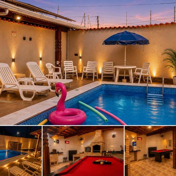 Casa Lindíssima e Espaçosa com 2 Piscinas - Adulto e Infantil, Perto da Praia, Opção da Piscina Adulto Aquecida Cobrado à Parte, 4 Quartos Frente as Piscinas, Área Gourmet Completa com Churrasqueira, Forno e Fogão a Lenha, Mesa de Bilhar, Lareira na Sala - Foto 2