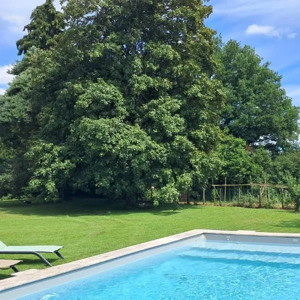 Marguerite,salon,chambre,SdB,piscine, Hotel in Condat-sur-Ganaveix