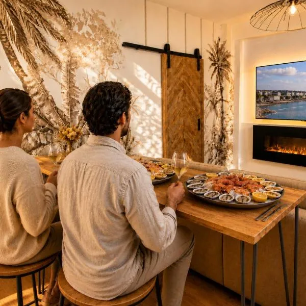 MRODBNB - Appart Neuf - Aperçu Mer - 25m Plage & Resto - Ciné - Cheminée - Popcorn, hotel Cancale-ban