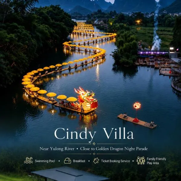 Cindy Villa - Rice Fields & Karst Peaks at Yulong River - Infinity Pool & Breakfast - Near Golden Dragon Night Parade, khách sạn ở Dương Sóc