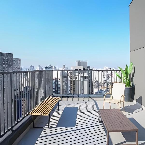 Studio com academia, rooftop e coworking(1904)