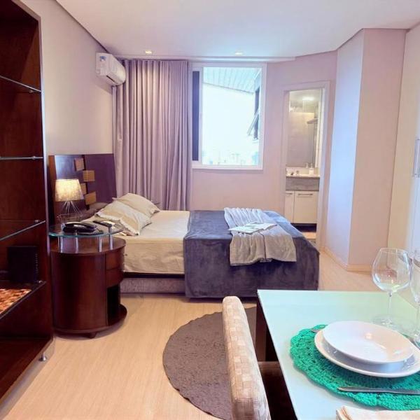 Studio com Vista Espetacular, Ar e Wi-Fi ,Localização Excepcional