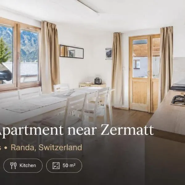 Family Apartment near Zermatt with Stunning Views, hotel a Randa