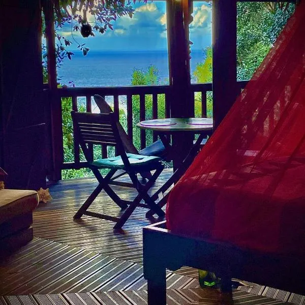 Hutte Karaib Reve de Robinson Une cabane perchee au cœur de la nature tropicale vue mer, hotel en Terre-de-Bas