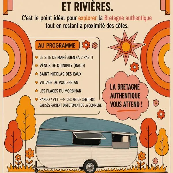 Caravane rétro et son écrin de verdure, hotell i Guénin