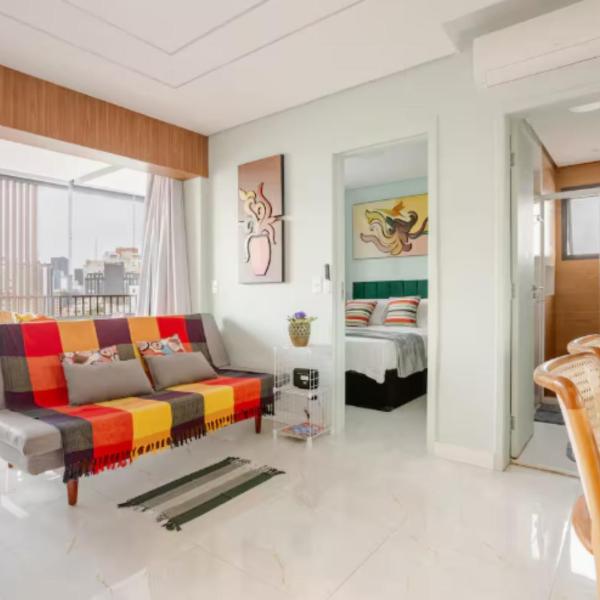 Apartamento Moderno na Av Augusta com 2 Quartos - Piscina na Cobertura - 1 Min da Paulista