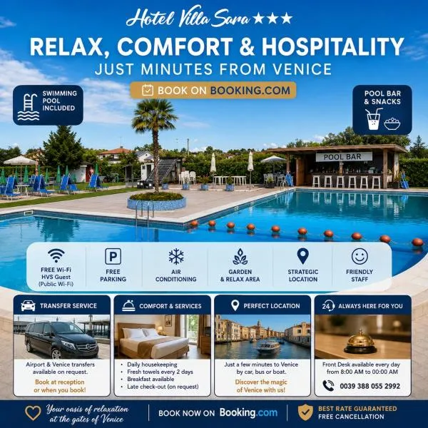 Hotel Villa Sara with pool and parking near Venice, hotel en Mestre