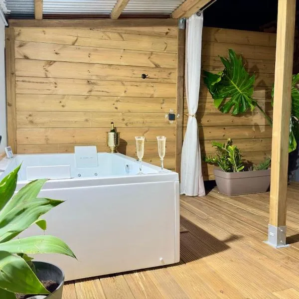 studio intimiste avec balnéotherapie privative L ÉCRIN DU JARDIN、サン・ドニのホテル