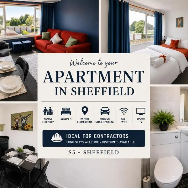 Flat, 2 double beds, free parking, near Arena, hotel a Wincobank