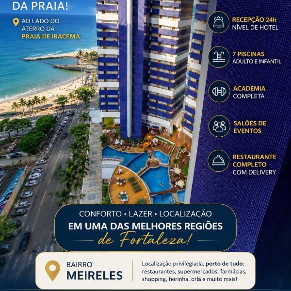 Apartamento em Fortaleza Beach Class-uma quadra Praia