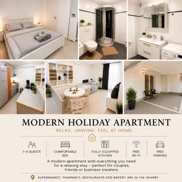 MODERN HOLIDAY APARTMENT Free Parking Free WiFi Fully Equipped 1 to 4 Guests, hotel in Wolkersdorf