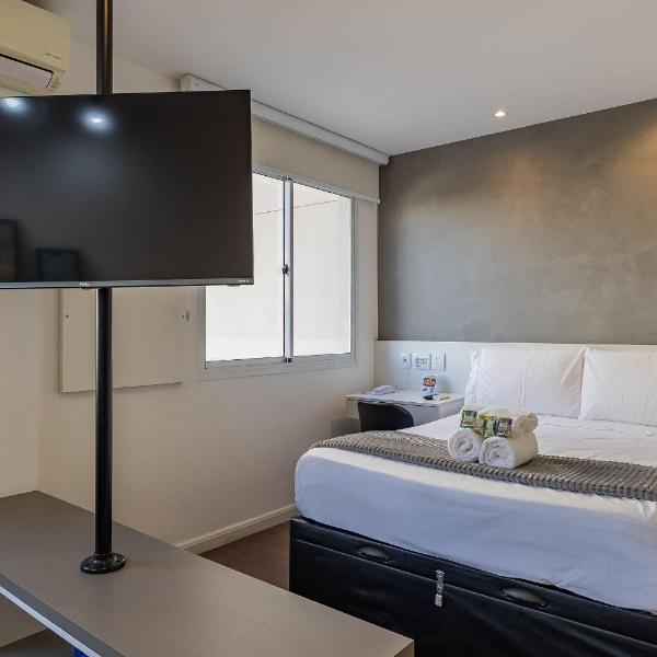 Flat moderno em hotel na Vila Olímpia com vaga