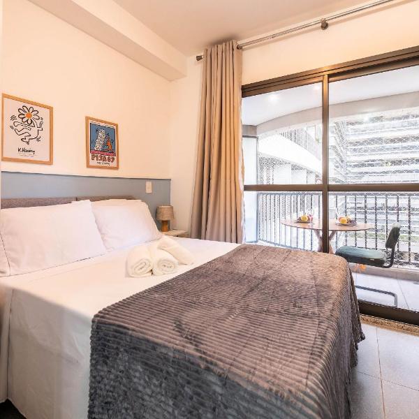 BHaus Setin Republica - Studio com Varanda - 4o andar - Centro SP - Lavanderia Pay per use - Academia - Coworking - Piscina - Em Frente ao Metrô - sr41