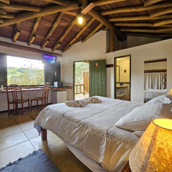 Chalé duplo com lareira, sauna e piscina