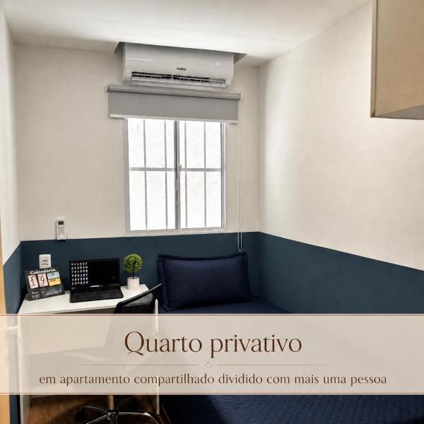 Quarto privativo com ar condicionado, tv e mesa de estudo - no centro do Recife - 120 metros da UNICAP - areas comuns compartilhadas - Foto 2