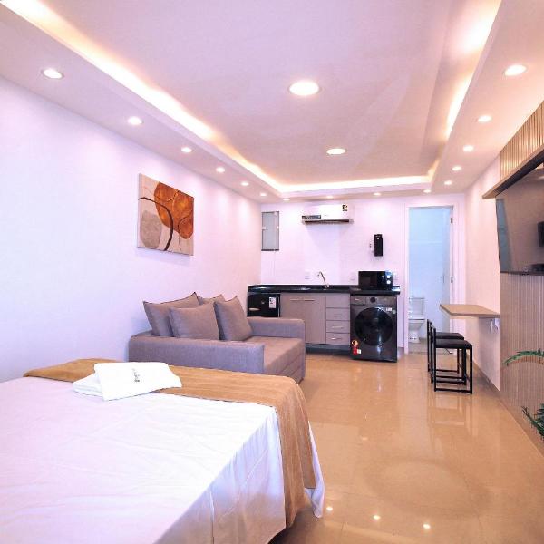 Studio Completo na Quadra da Praia p/ 4 Pessoas