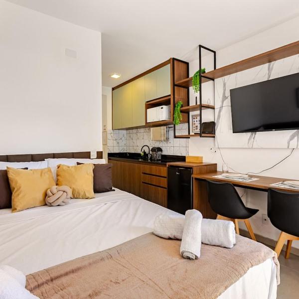 Studio aconchegante ar e rooftop na Bela Vista