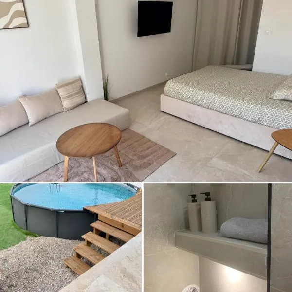 studio indépendant avec jardin & piscine dans villa โรงแรมในกราส