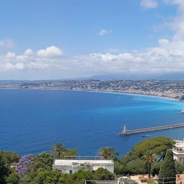 fantastic view ! private bedroom in a family apartment, private bathroom, shared kitchen and living spaces, hotel in Nice