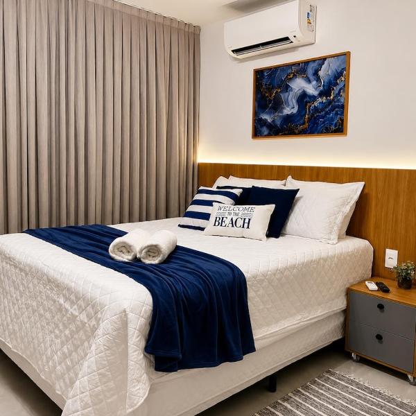 Flat Brisa do Mar a 200 m da praia com Ar-condicionado e Wi-Fi