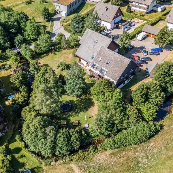 Großer Garten mit Grill,-Spiel und Sitzmöglichkeiten-umgeben von schöner Natur-Ferienhaus Albmatte, hotel in St. Blasien