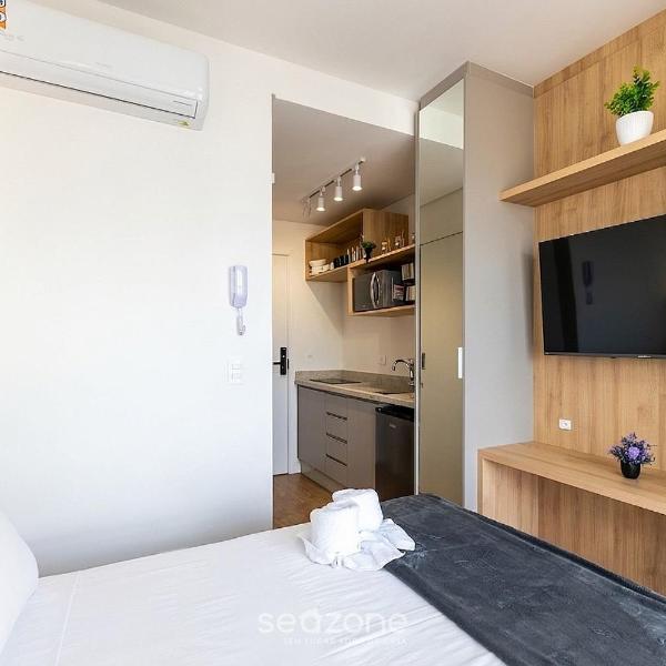 Studio sofisticado em Cond. c/ academia MAN1707