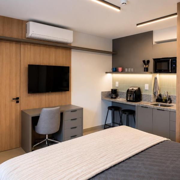 Studio moderno 450 m do Nubank Parque - Allianz