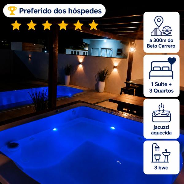 Jacuzzi e Piscina CASA Beto Carrero 4Q 3BWC a 300m do Parque Proximo a Praia churrasqueira e estacionamento privado