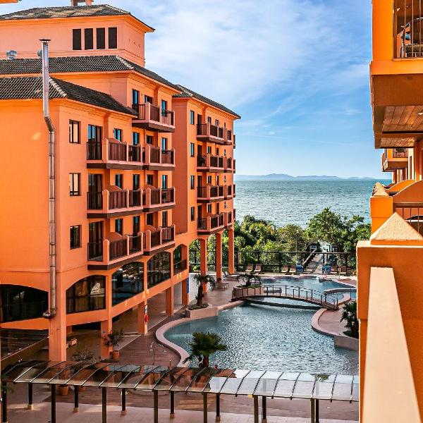 Suíte com linda vista em resort em Jurerê JBV252