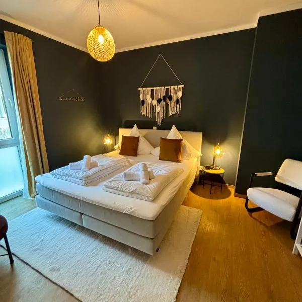 Klinik & Kurpark Parkplatz Barrierefreies Apartment Boxspringbett, hotel Bad Oeynhausenben