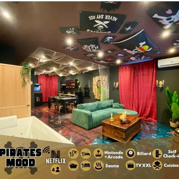 Pirate Mood - Jacuzzi - Sauna - Jeux d'arcade - Billard - Nintendo - TV XXL, hotel in Courcelles