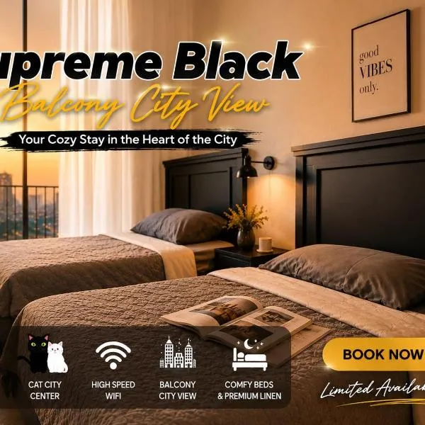 Tropics City Supreme Black Theme Large Balcony City View至尊黑主题大阳台城市风景民宿, viešbutis mieste Kučingas