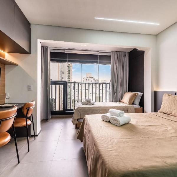 BHaus Brooklin On Florida | Studio Premium com Bicama | 19o andar | Acomoda 2 adultos e 2 crianças | Academia | Lavanderia pay per use | Recepção 24h | Minimercado | ao lado do Metrô | fd19 - Foto 2