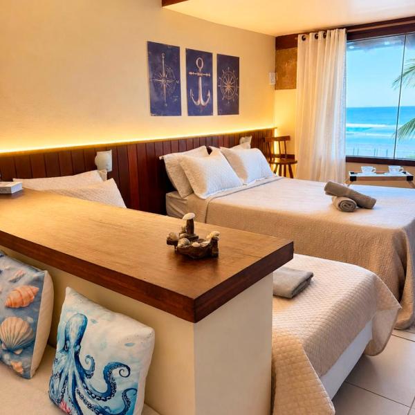 Flat Frente Mar com Piscina, Hidromassagem e Sauna