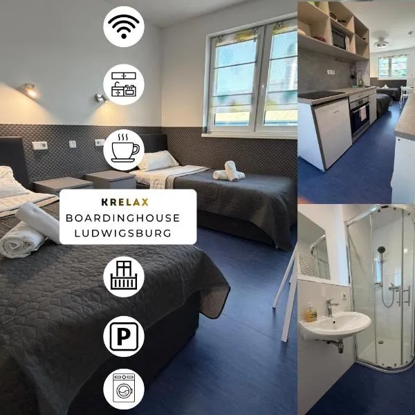 KRelax Boardinghouse Ludwigsburg - 11 Basic-Apartments - Up to 25 Guests - Parking - Balcony - Smart TV - Bedding & Towels Included: Ludwigsburg'da bir otel