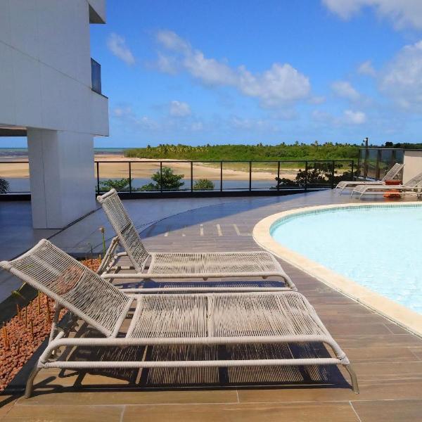 Apto beira-mar com piscina em Barra de Jangada