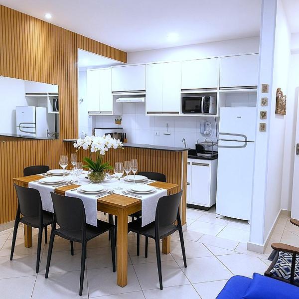 Apto 1 Completo com Varanda Gourmet, Ar Condicionado, Piscina, Sauna e Sala Jogos