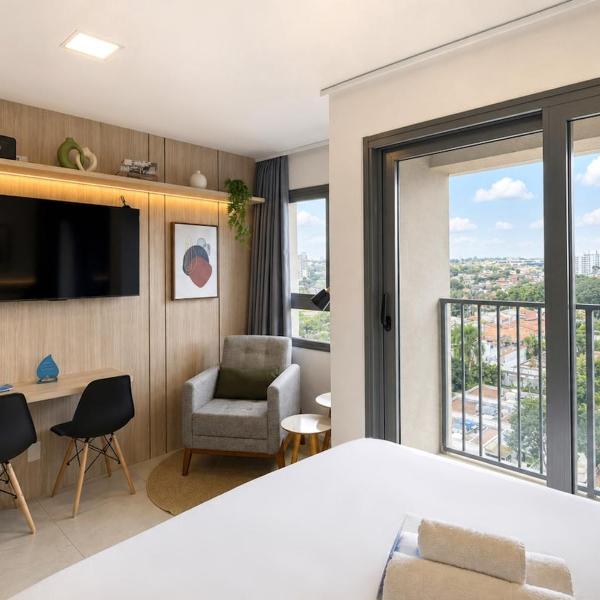 Apê Premium, Cama Queen, Varanda e Smart TV
