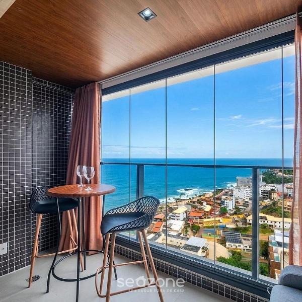 Studio em condomínio a 260 metros da praia BEA1807