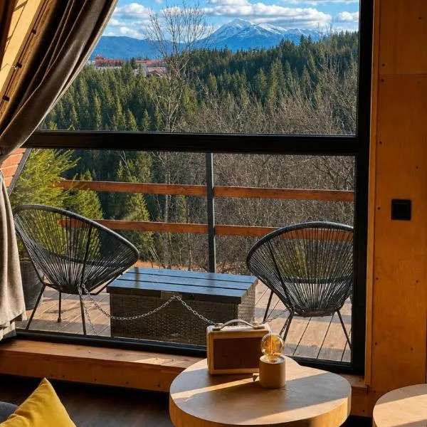 A-Frame з видом на Говерлу і Петрос, барбекю & терасою, Hotel in Jablunyzja