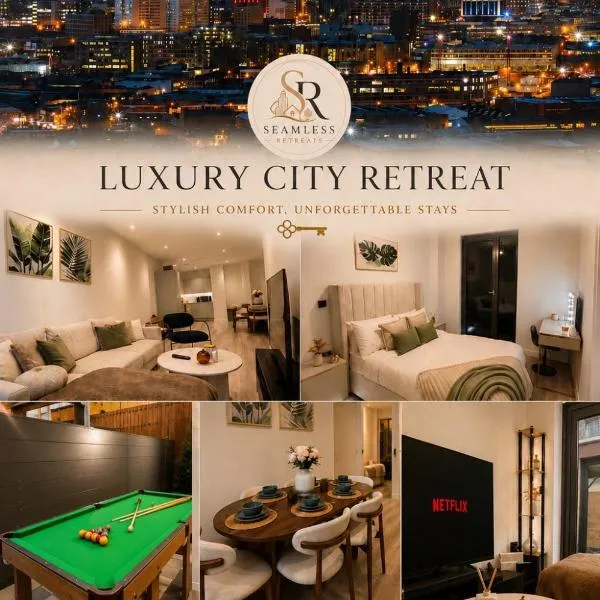 Luxury 1 bedroom apartment- Amazing city skyline views- free parking- pool table- city centre- Birmingham, hotel u Birminghamu