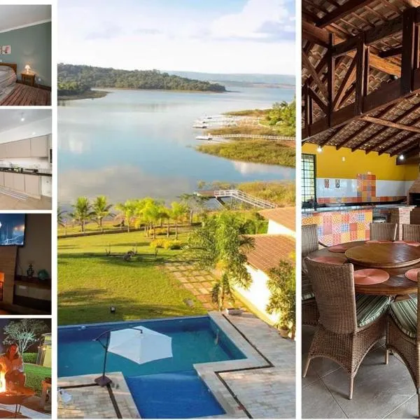 7 QUARTOS, sendo 6 SUÍTES, PISCINA AQUECIDA borda infinita na REPRESA de DELFINÓPOLIS, hotel em Ibiraci