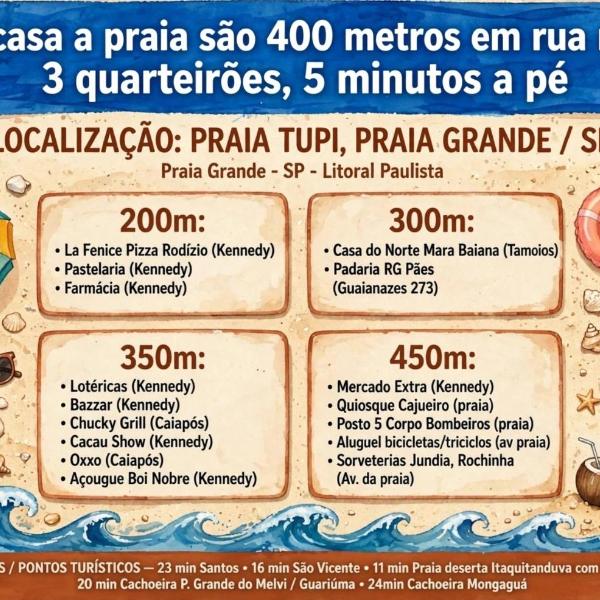 Casa Praia Grande 2dorm 2banh 2carros churrasq wifi 400mts da praia Tupi - Foto 5